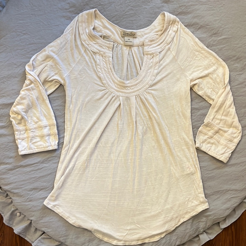 Lucky Brand Horseshoe Neck 3/4 Sleeve Top
